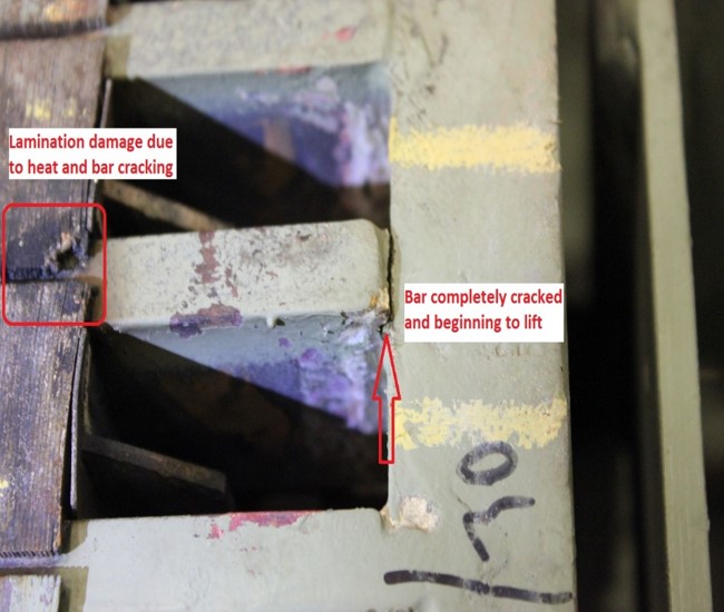 cracking of bars within/ around rotor