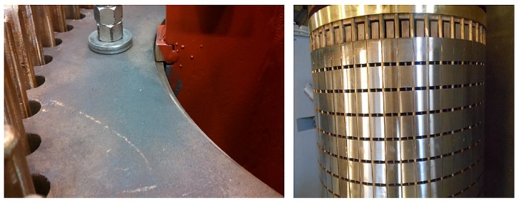 Rotor Bars fitted and installed into the lamination stack