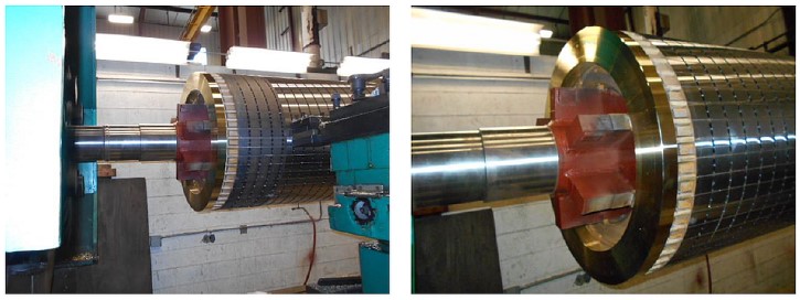 outer dimension of rotor is turned true to shaft