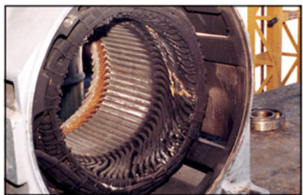 Windings damaged in an AC motor